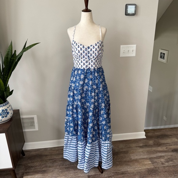 J. Crew Cotton Button-front maxi dress in mixed block prints - Floral & Stripes - Picture 3 of 9